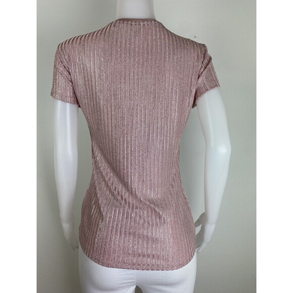 F. Ted Baker Top Size 3 Or 8 Pink Blouse Cap Sleeve High Neck - Picture 4 of 8